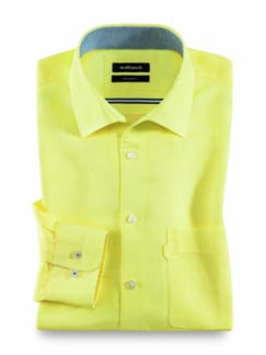 Baumwoll-Leinen-Hemd Uni Gelb Detail 1
