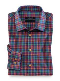 Freizeit-Hemd Reiseleinen Karo Multi Detail 1