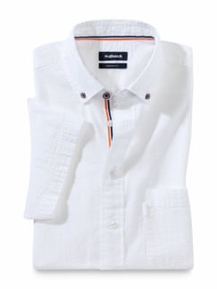 Seersucker-Hemd Sommerfrische Uni Weiß Detail 1