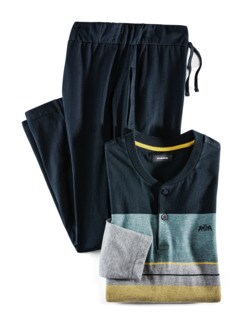 Serafino-Schlafanzug Everyday Marine/Gelb Detail 1