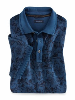 Freizeitpolo Jeansoptik Druck Indigo Detail 1