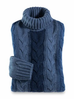 Luxus Zopfpullover Dunkelblau Detail 1