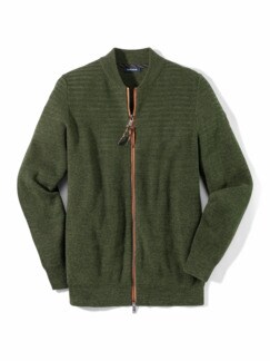 Zip-Cardigan Herringbone Salbei Detail 1