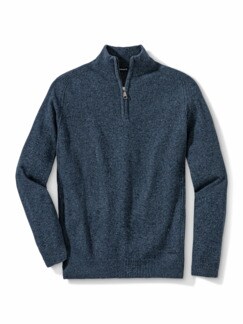 Premium Tweed Troyer Jeansblau Detail 1
