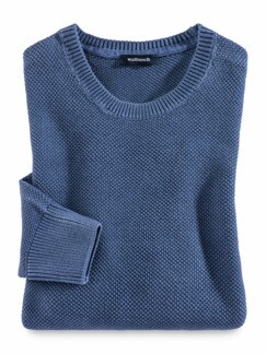Reiskorn-Pullover Farbeffekt Mittelblau Detail 1