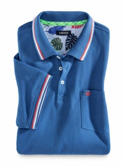 Pique-Polo Hitzefrei Uni Azurblau Detail 1