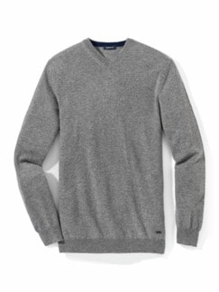 Premium Cashmere-Pullover Grau Melange Detail 1