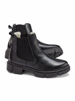 Leder Chelsea Stiefel Schwarz Detail 1