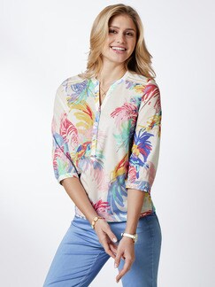 Blousonbluse Palmendruck Blousonbluse Palmendruck