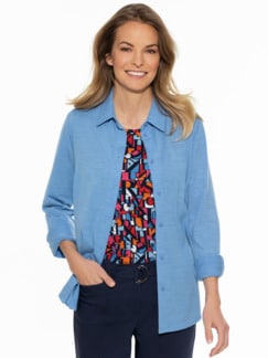 Jersey-Bluse Soft-Wool Jeansblau Detail 1
