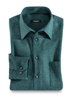 Thermoflanell-Hemd Softmelange Uni Smaragd Detail 1