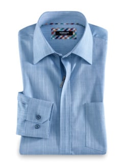 Reißverschluss-Hemd Easycare Uni Blau Detail 1