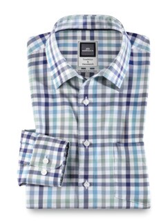 Extraglatt-Hemd Premium Vichy Blau Mint Detail 1