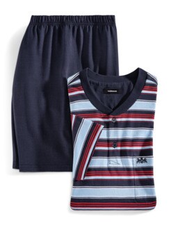 Streifen Shorty Regatta Hellblau/Marine Detail 1