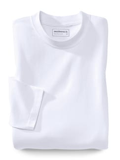 Langarm-Shirt Rundhalsausschnitt Weiß Detail 1
