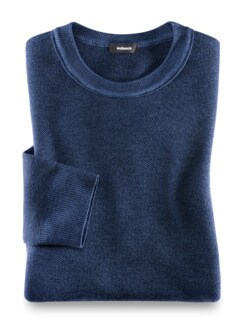 Merino-Pullover Farbeffekt Indigo Detail 1