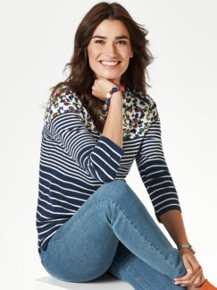 Ringelshirt la Ville Blumenringel Mandarine Detail 1
