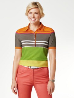 Blockstreifen-Polo Tropenfieber Mandarine Multicolor Detail 1