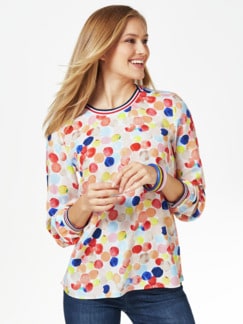 Shirtbluse Aquarelltupfen Multicolor Koralle Detail 1