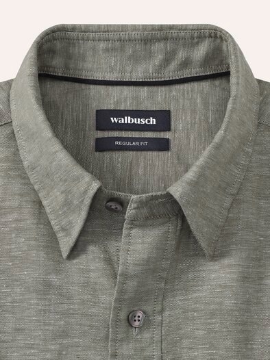 Leinen-Mix Multi-Taschen Hemd Schilf