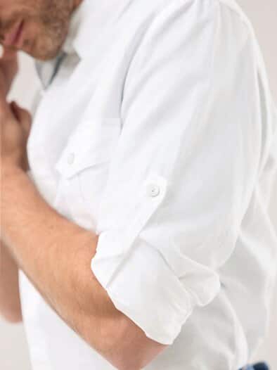Leinen-Mix Multi-Taschen Hemd Weiß