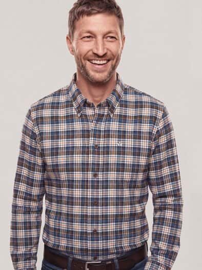 Soft-Flanell Hemd aus Baumwolle Karo Natur