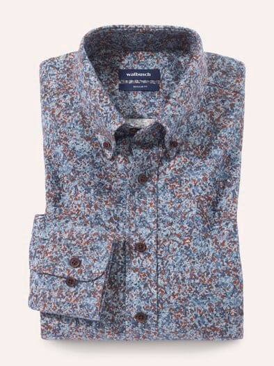 Soft-Flanell Hemd aus Baumwolle Druck Blau