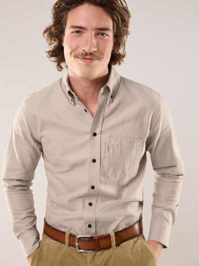 Flanell-Hemd aus Baumwolle Camel