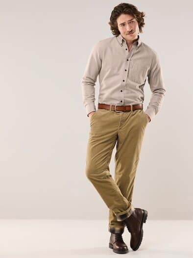 Flanell-Hemd aus Baumwolle Camel