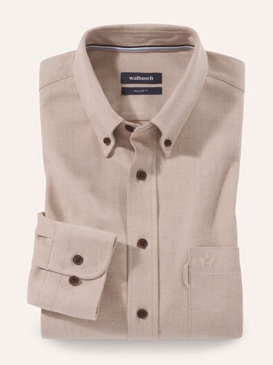 Flanell-Hemd aus Baumwolle Camel