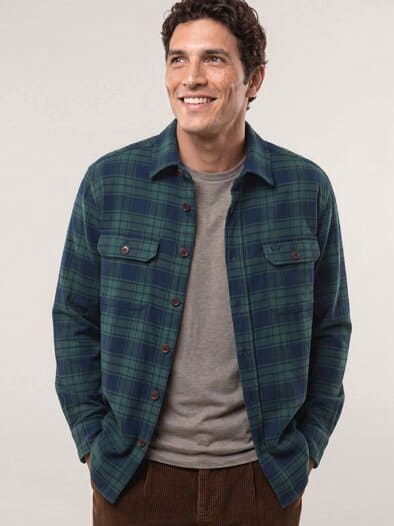 Flanell Overshirt aus Baumwolle Karo Grün