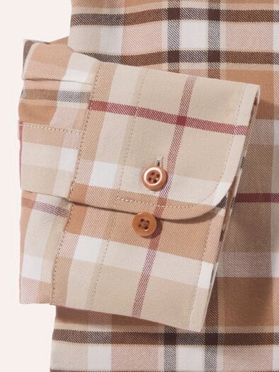 Hemd aus angerautem Baumwoll-Twill Karo Camel