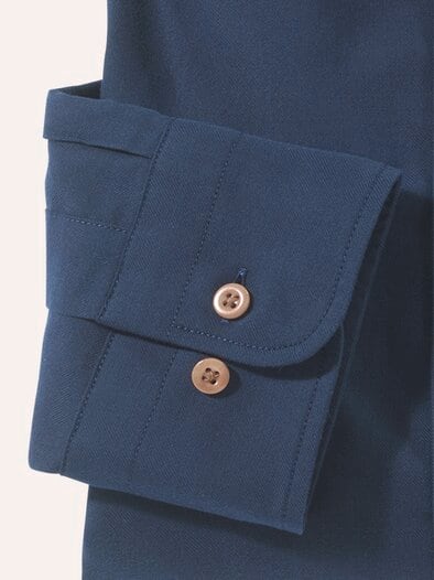 Hemd aus angerautem Baumwoll-Twill Uni Marine
