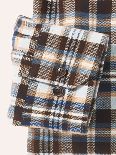 Flanell-Hemd mit Relax-Kragen Karo Camel