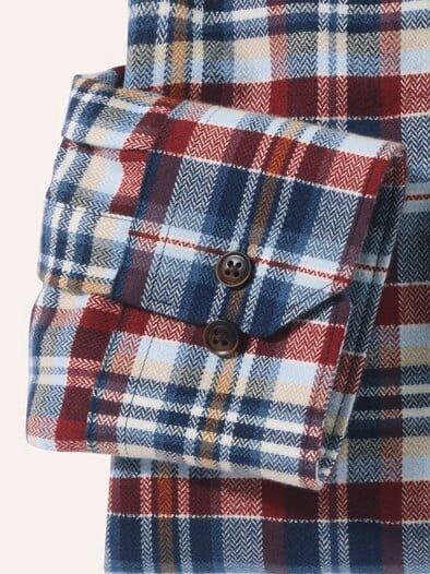 Flanell-Hemd mit Relax-Kragen Karo Marine