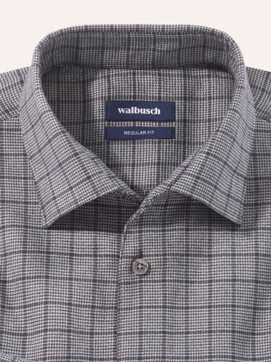 Soft-Flanell Hemd Minikaro Grau