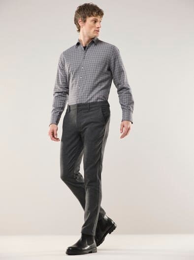 Soft-Flanell Hemd Minikaro Grau