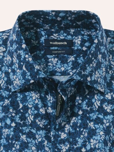 Extraglatt-Hemd Zip & Go Druck Blau