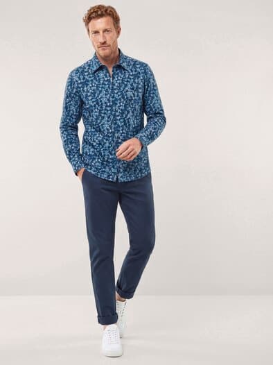 Extraglatt-Hemd Zip & Go Druck Blau