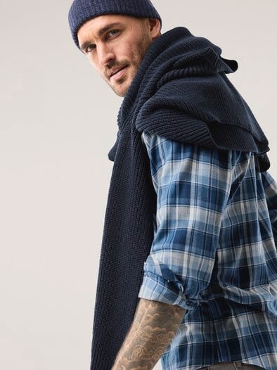 Soft-Flanell-Hemd Karo Marine