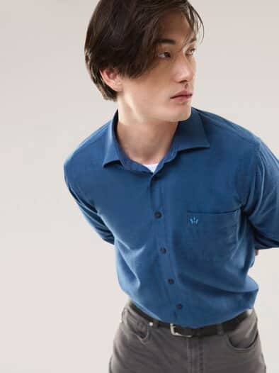 Soft-Flanell-Hemd Uni Marine