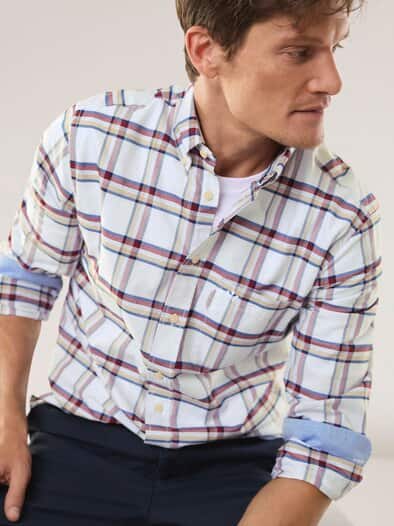 Premium Oxford-Hemd Karo Offwhite