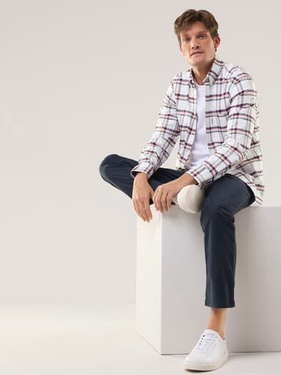 Premium Oxford-Hemd Karo Offwhite