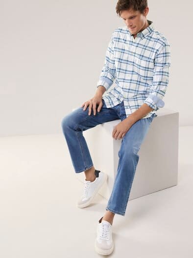 Premium Oxford-Hemd Karo Marine