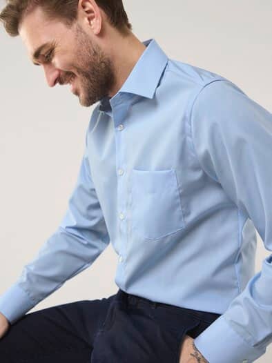 Extraglatt-Hemd Kent-Kragen Hellblau