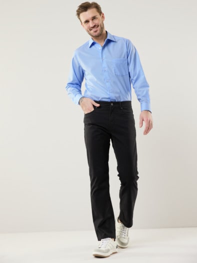 Extraglatt-Hemd Walbusch-Kragen Hellblau