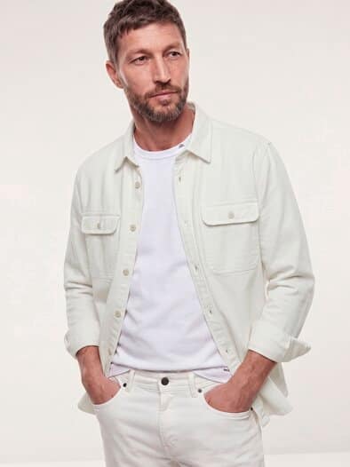 überfärbte Hemd-Jacke Wollweiß
