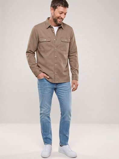 überfärbte Hemd-Jacke Camel