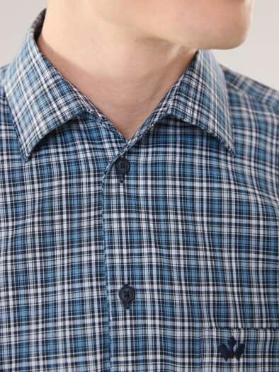 Extraglatt-Hemd Tropical Karo Marine