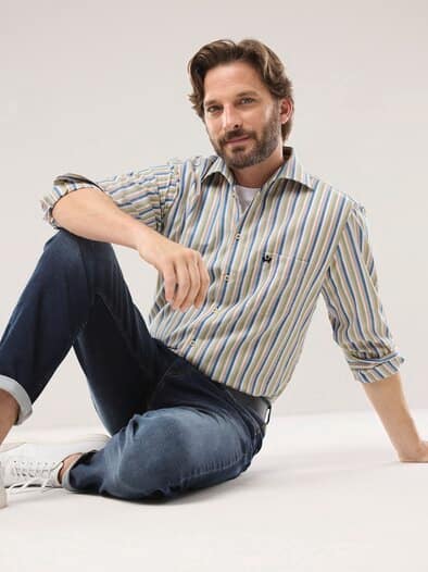 Extraglatt-Hemd Tropical Streifen